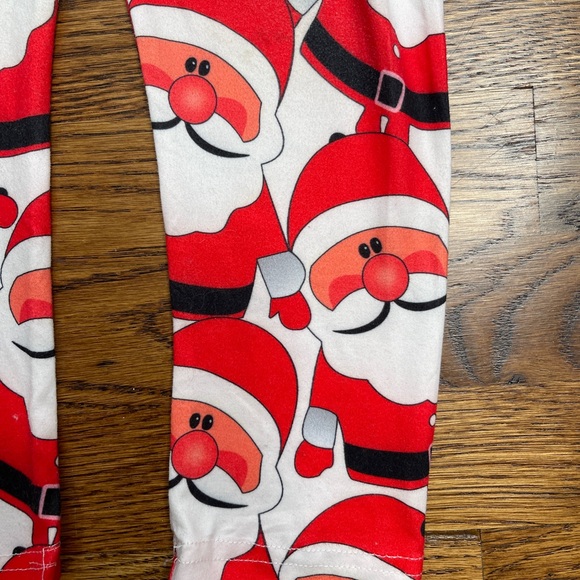 Festive Christmas Holiday Girls Santa Print Leggings Size 4 - Picture 4 of 10